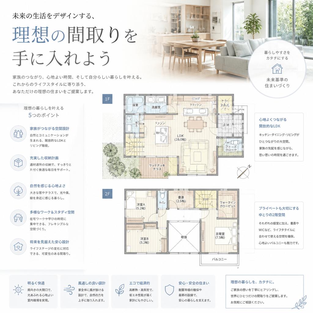 未来の生活をデザインする、理想の間取りを手に入れよう