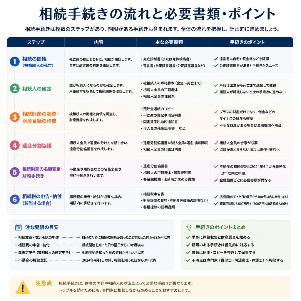 2. 相続手続きの流れ：ステップバイステップ指南